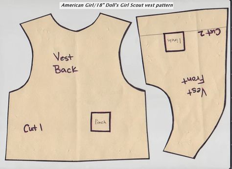 Jr Ranger Vest   ---  Girl Scout Daisy Vest Pattern for American Girl Doll | Little Speckled Frog - crafting lots of hoppiness! Girl Scout Daisy Vest, Vest Pattern Sewing, Girl Scout Vest, Куклы American Girl, Vest Sewing Pattern, American Girl Diy, Girl Scout Daisy, Trendy Sewing Patterns, American Girl Patterns