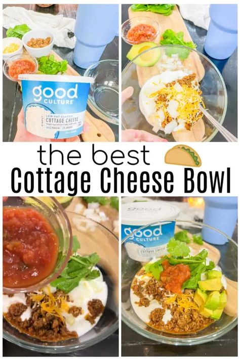 Taco Cottage Cheese, Savory Cottage Cheese, Cottage Cheese Bowls, Cottage Cheese Bowl, Cottage Cheese Breakfast Bowl, Cottage Cheese Recipes Healthy, Cheese Bowl, Trying New Foods, Cottage Cheese Breakfast