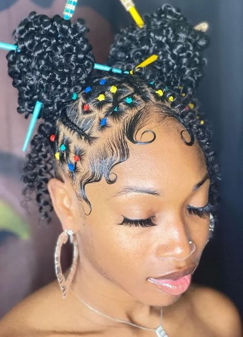 Rubber Band Hairstyles Into Bun, Hair Styles Braids Natural, Hair Styles Braids Ideas Easy, Hairstyles With Hearts, Hair Styles For Back To School, Rubber Band Hairstyles Natural Hair Kids, Easy Hairstyles With Braiding Hair, Hairstyles For Very Short Hair, Trendy Natural Hairstyles