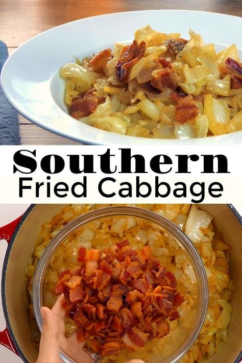 Southern Fried Cabbage is so simple yet absolutely ADDICTING!!!  Bacon gives it the smoky flavor that is put over the top by a little bit of brown sugar and apple  cider vinegar! Fried Cabbage Recipe, Cabbage Health Benefits, What To Cook For Dinner, Fried Cabbage Recipes, Cabbage Benefits, Southern Fried Cabbage, Balkan Food, Bacon Fried Cabbage, Cabbage Recipe