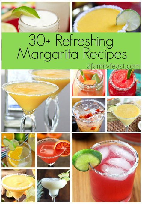 Over 30 refreshing margarita recipes are in this collection! With frozen, on the rocks, and virgin margarita recipes to choose from, there's one for everyone in this delicious roundup on afamilyfeast.com Hostess Ideas, Cookout Recipes, Cocktail Ideas, Family Feast, Food Group, Margarita Recipes, Family Food, Adult Beverages, Alcohol Recipes