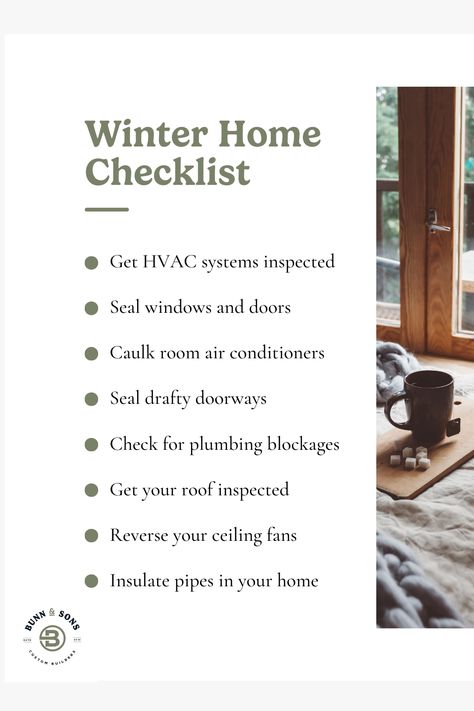 Transform your home into a cozy winter retreat with these essential preparation tips! 🏡❄️ #WinterHomePrep #CustomBuilder #Colorado Winter Home Checklist, Home Checklist, Tips For Winter, Winter Retreat, Winter Home, Hvac System, Winter House, Cozy Winter, Windows And Doors