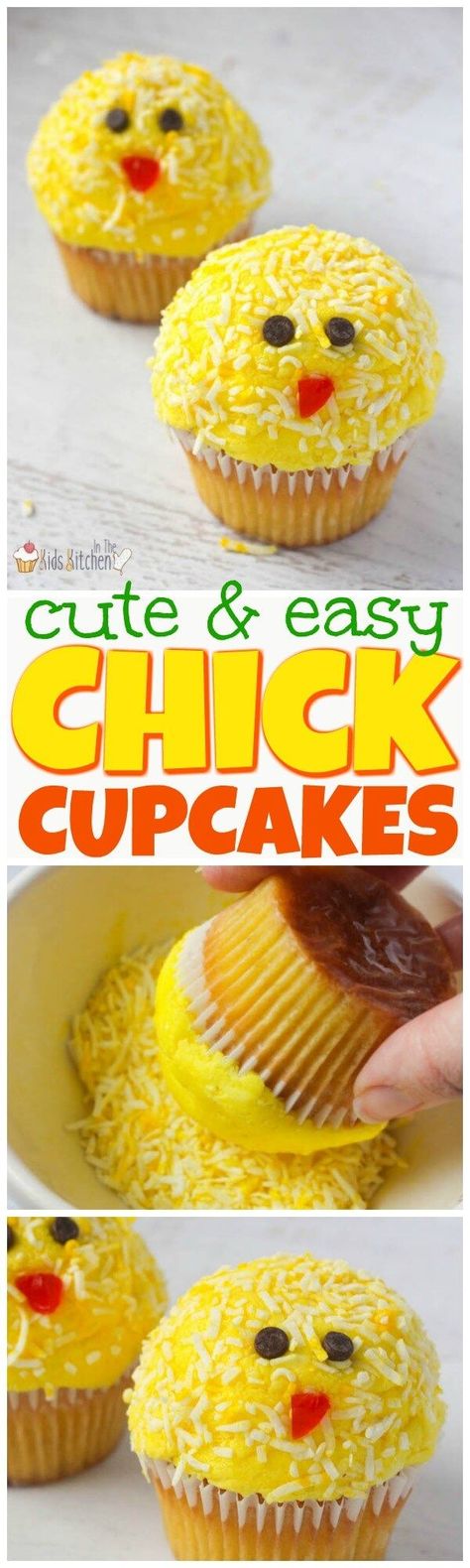 These cute and cheerful Easter Chick Cupcakes are guaranteed to brighten anyone's day! Easy dessert recipe perfect to make with kids. Chick Cupcakes, Easy Easter Desserts, Party Cupcakes, Easter Desserts Recipes, Easter Food, Kid Desserts, Easter Chick, Baby Chick, Oreo Dessert