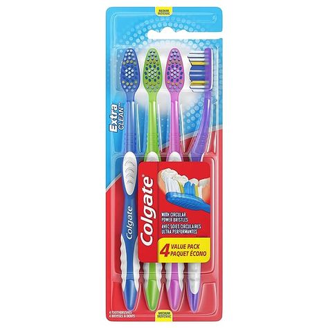 Amazon.com: Colgate Extra Clean Full Head Toothbrush, Medium - 4 Count : Health & Household Colgate Toothbrush, Colgate Palmolive, Manual Toothbrush, Tooth Brush, Gum Health, Stained Teeth, Soft Toothbrush, Personal Hygiene, Mouthwash