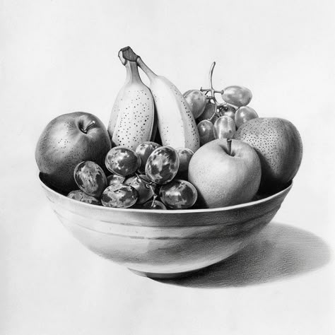 Pencil drawing of a bowl of fruit. Generated via AI. Fruit Bowl Sketch, Fruits Pencil Drawing, Fruit Drawings Easy, Fruits Drawing Pencil, Fruit Sketching, Bowl Of Fruit Drawing, Fruit Pencil Drawing, Fruit Sketch Drawing, Fruit Drawing Pencil Sketches