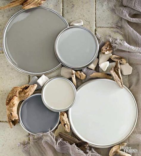 Coastal Beach Gray Colors: http://www.completely-coastal.com/2016/02/coastal-gray-bedroom.html Taking inspiration from beach pebbles and ocean tumbled aged. driftwood Top Paint Colors, Perfect Paint Color, Neutral Paint Colors, Favorite Paint Colors, Neutral Paint, Favorite Paint, Interior Paint Colors, Paint Colors For Home, Colour Schemes