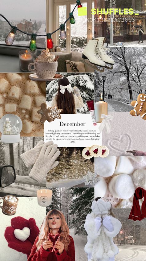 December Aesthetic Collage, Soft Winter Wallpaper, Christmas Spirit Aesthetic, Winter Aesthetic Decor, November Christmas Wallpaper, Winter Aesthetic Phone Wallpaper, Cute Winter Aesthetic Wallpaper, White Snowflake Wallpaper, December Christmas Wallpaper