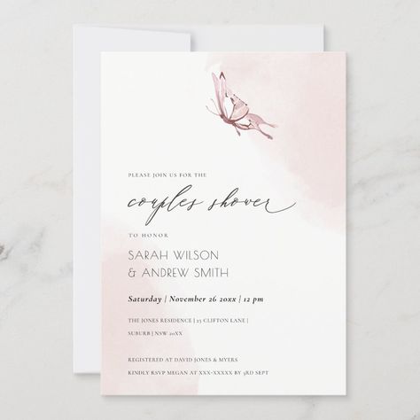 Butterfly Baby Shower Invite, Elegant Engagement Party, Butterfly Baby Shower Invitations, Cute Blush, Butterfly Invitations, Watercolor Butterfly, Butterfly Collection, Custom Thank You Cards, Butterfly Baby Shower