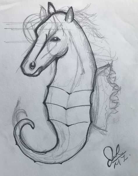 Sea Horse Sea Horse Sketch, Sea Horse Drawings, Sea Horse Drawing Easy, Sea Horse Drawing, Horse Sketch, Horse Drawing, Horse Drawings, Sea Horse, Arte Popular