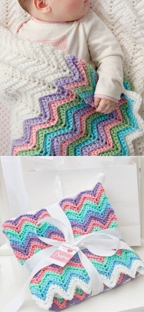 Granny Ripple Blanket Ideas - Free Patterns - Pattern Center Red Heart Ombre Yarn Crochet Patterns, Red Heart Yarn Free Patterns, Crochet Blanket Free Pattern, Crochet Blanket Free, Crochet Ripple Afghan, Crochet Ripple Pattern, Zig Zag Crochet, Ripple Blanket, Granny Pattern