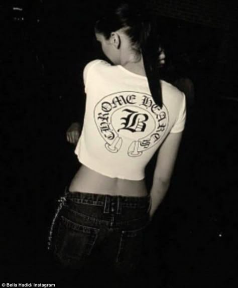 Cute crop top: Bella Hadid shared this picture of herself in a Chrome Hearts T-shirt on Tuesday Heart Clothes, Fashion Design Collection, Hearts Girl, Heart Women, You Have No Idea, Cute Crop Tops, Harper's Bazaar, Harpers Bazaar, Chrome Hearts