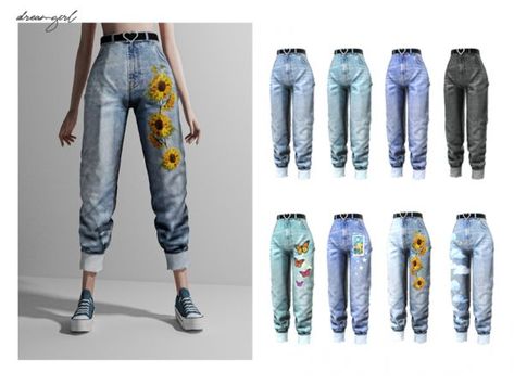 Sims 4 Cc Painter Outfit, Sims 4 Dreamgirl, Sims 4 Cc Cottagecore Clothes, Painter Outfit, Cc The Sims 4, Belted Jeans, Sims 4 Black Hair, Sims Clothes, Sims 4 Cc Kids Clothing