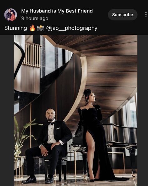 Pre Wedding Shoot Black Couple, Black Couple Anniversary Pictures, Engagement Photo Shoot Ideas Black Couples, Power Couple Photoshoot Classy, Black Anniversary Photo Shoot, Save The Date Photo Ideas Black Couples, Black Engagement Photoshoot, Engagement Shoot Ideas Black Couples, Elegant Couple Photos