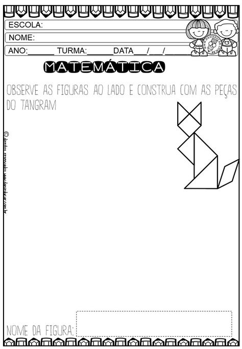 Atividades de matemática -Tangram - Dani Educar Math Equations