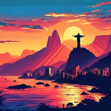 "Rio de Janeiro Sunset" Poster for Sale by Israelbeck7 | Redbubble Rio Poster, Poster Boards, Sunset Poster, Brazil Carnival, Poster Board, Rio De Janeiro, Art Boards, Sale Poster, Birkenstock