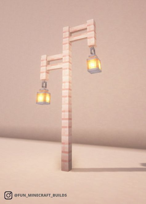 Cherry Blossom Street Lamp Minecraft, Cherry Blossom Lamp Post Minecraft, Cherry Wood Minecraft, Minecraft Street Lights, Barbie Minecraft, Minecraft Light Post, Minecraft Street Lamp, Minecraft Lamp Post, Minecraft Lighting Ideas