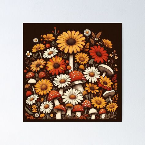 Get my art printed on awesome products. Support me at Redbubble #RBandME: https://www.redbubble.com/i/poster/Mushroom-And-White-Daisy-by-DeeCeeFashion/163472614.LVTDI?asc=u Mushroom And Flower Painting, Poster Mushroom, Daisy Poster, White Daisy, Wall Arts, Flower Painting, Sale Poster, Awesome Products, Daisy