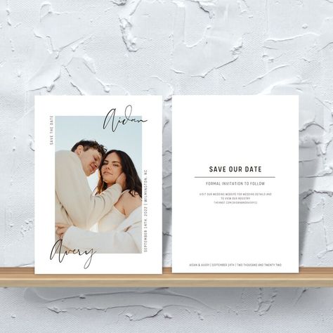 Canva Save The Date, Canva Creations, Save The Date Pictures, Save The Date Invite, Digital Save The Date, Minimalist Save The Date, Save Our Date, Date Photo, Photo Save The Date