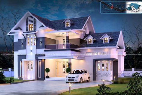 Double Story House Design, 1200sq Ft House Plans, Small Home Design, Double Story House, Three Bedroom House Plan, Beautiful Exterior, A Frame House Plans, Three Bedroom House, Kerala House Design