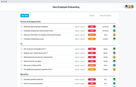 New employee onboarding template with checklist · Asana New Hire Onboarding, Onboarding New Employees, Onboarding Template, Business Case Template, Employee Onboarding, Employee Handbook, Awards Certificates Template, Onboarding Process, Mentorship Program