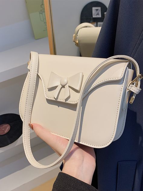 White Fashionable   PU Leather Plain Square Bag    Women Bags Soft Bags, Korean Bags, Aesthetic Bag, Tas Mini, Stylish School Bags, Kawaii Bags, Aesthetic Bags, Tas Fashion, Girly Bags