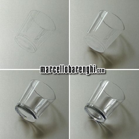 3D drawing of a simple glass Realistic Simple Drawings, Marcello Barenghi, 3d Art Drawing, Still Life Drawing, 3d Drawings, Pencil Art Drawings, Realistic Art, Color Pencil Art, Watercolor Pencils