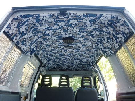 Rear of van roof lining styles - VW T4 Forum - VW T5 Forum Camper Ceiling, Ducato Camper, Kangoo Camper, Van Dwelling, T5 Camper, Camper Van Life, Caravan Renovation, Kombi Home, Caravan Interior