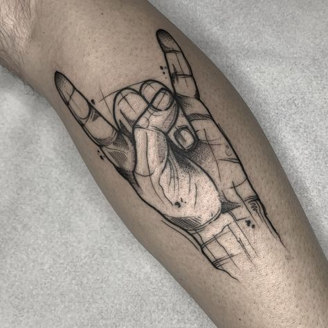 80s Rock Tattoo, Rock N Roll Hand Tattoo, Rock On Tattoo Hand, Rock Tattoo Music, Rock Hand Tattoo, Rock Tattoo Ideas, Rock On Tattoo, Tom Tattoo, Punk Rock Tattoos