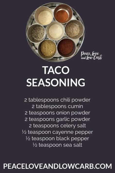 Keto Seasoning, Low Carb Taco Seasoning, Low Carb Taco, Peace Love And Low Carb, Low Carb Gluten Free Recipes, Taco Seasoning Recipe, Low Carb Tacos, Healthy Version, Keto Taco