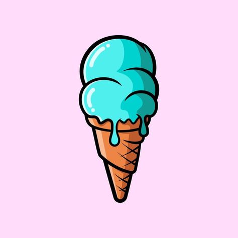 Vector illustration of delicious ice cream cone. Suitable for design element of ice cream logo, food and dessert menu. Ice cream cartoon illustration. Ice Cream Cone Cartoon, Menu Ice Cream, Cartoon Ice Cream Cone, Ice Cream Cone Drawing, Purple Ice Cream, Ice Cream Pictures, Ice Cream Cartoon, Ice Cream Logo, Ice Cream Illustration