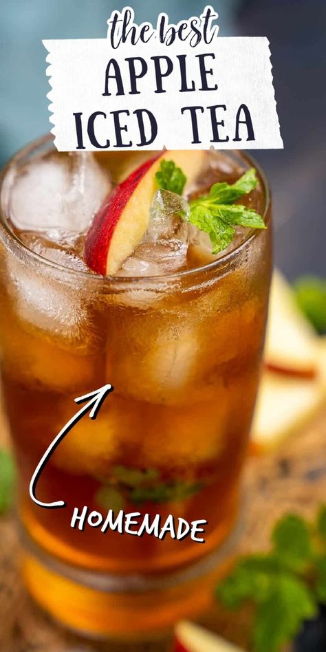 Apple Iced Tea, Resep Juice, Sweet Tea Recipes, Iced Tea Recipe, Iced Drinks Recipes, Apple Drinks, Tea Drink Recipes, Resep Smoothie, Drink Recipes Nonalcoholic