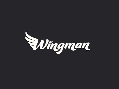 Wingman Logo by Nick Zinger Wings Graphic Design, Wings Logo Design, Angel Wings Logo Design, Logo With Wings Design, Logos With Angel Wings, Cloud Kitchen, Typography Graphic, Logo Concept, Graphic Design Typography