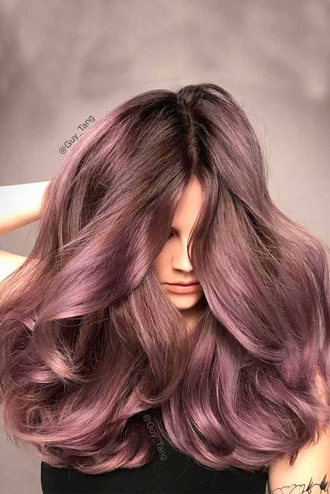 Chocolate Lilac Hair Ideas is the Delicious New Color Trend ★ See more: http://lovehairstyles.com/chocolate-lilac-hair-ideas/ Lavender Hair Colors, Color Balayage, Dusty Lavender, Guy Tang, Lilac Hair, Lavender Hair, Super Hair, Hair Color And Cut, Hair Color Balayage