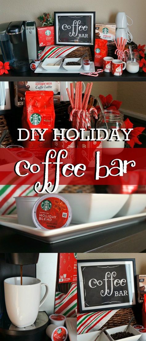 This holiday DIY coffee bar is the perfect way to entertain your guests this Christmas! Coffee Bar Ideas Diy, Christmas Coffee Bar Ideas, Bar Ideas Diy, Holiday Coffee Bar, Christmas Coffee Bar, Coffee Bar Wedding, Beautiful Dawn, Coffee Bar Ideas, Diy Coffee Bar