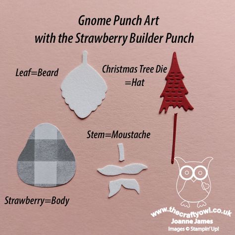 Su Strawberry Builder Punch, Strawberry Builder Punch Ideas, Stampin Up Strawberry Builder Punch, Stampin Up Strawberry, Customer Appreciation Ideas, Strawberry Punch, Paper Objects, Gnome Art, Gnome Cards