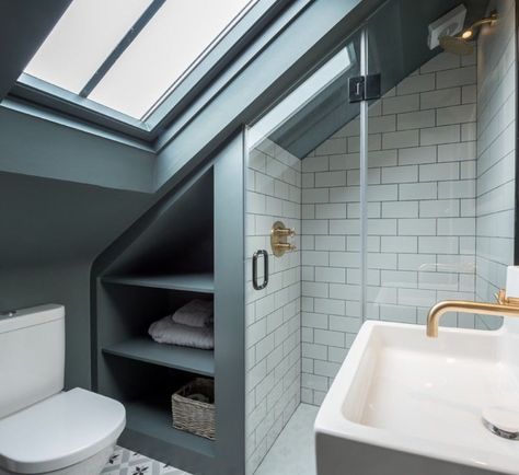 Loft Bathroom Ideas, Attic Bathrooms, Loft Ensuite, Attic Shower, Attic Bathroom Ideas, Small Attic Bathroom, Creative Design Ideas, Loft Bathroom, Small Attic