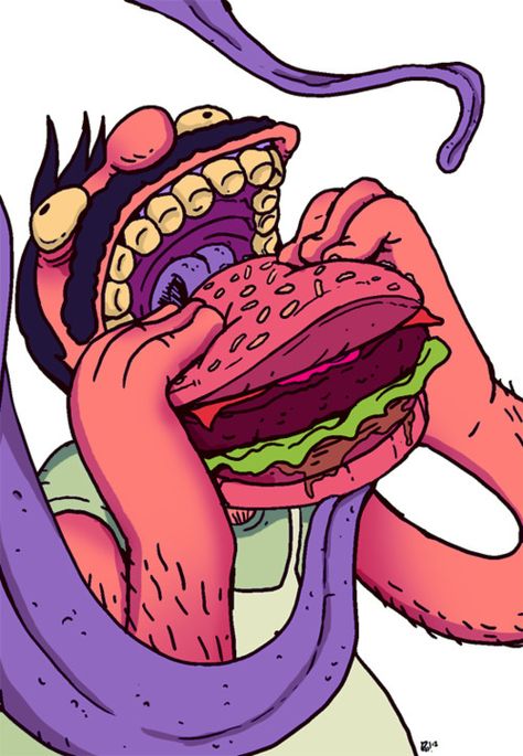 Burger Drawing, Burger Art, Restaurant Poster, Bob's Burgers, Bobs Burgers, Trippy Art, Illustration Artists, Kitchen Art, Cartoon Illustration