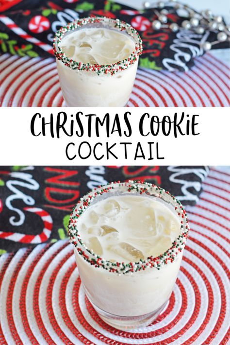 A white russian-esque Christmas Cookie cocktail that makes you think of your favorite Christmas sugar cookies. Yum! Christmas Food Crockpot, Frozen Holiday Drinks, Drinks Made With Vanilla Vodka, Christmas Drink With Vodka, Christmas Party Food Gluten Free, Tippy Cow Recipes Drinks, Christmas Cocktails Easy Vodka, Baileys Christmas Drinks, Cocktails With Vanilla Vodka