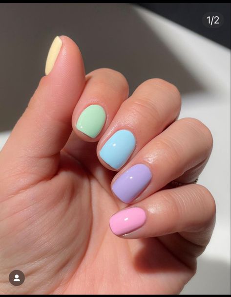 Pastel Nails Multicolor, Pastel Nails Gel, Summer Pastel Nails Short, Kids Spring Nails, Dip Nails For Summer, Pastel Gel Nails Short, Cute Summer Dip Nails, Kids Summer Nails, Multicolor Nails Summer