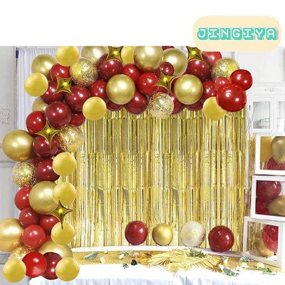 Multi-Applications - Red and gold themed balloons are perfect for parties, anniversary parties, children's parties, company events, graduation ceremony, marriage, barbecues, photo shoots and any special events to make you an unforgettable party. Red Gold Balloons Decoration, Red And Yellow Birthday Decorations, Red And Gold Balloons Decoration, Red And Gold Birthday Party Decoration, Iftaar Ideas, Red And Gold Birthday, Gold Balloons Decorations, Gold Balloon Garland, Gold Birthday Party Decorations