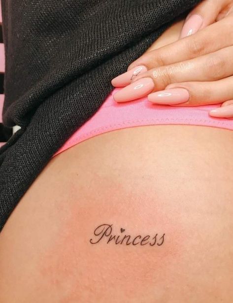 Princess Tattoo Writing, Princess Tattoo, Ring Tattoos, Dream Tattoos, Small Tattoo, Lower Back Tattoos, Back Tattoo, Jesus Fish Tattoo, Small Tattoos