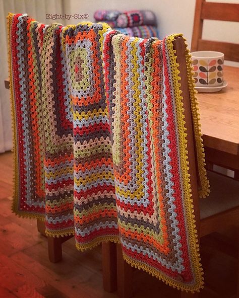 Ravelry: eightbysix's Orla Kiely Granny Square Blanket Crocheted Afghans, Granny Blanket, Granny Square Haken, Crochet For Beginners Blanket, Crochet Granny Square Blanket, Vogue Knitting, Granny Square Blanket, Square Blanket, Crochet Square Patterns