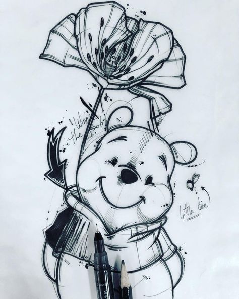 Winnie Tattoo, Winnie The Pooh Sketches, Pooh Bear Art, Winnie The Pooh Drawings, Pooh Bear Tattoo, Bb Tattoo, Winnie The Pooh Sketch, Winie The Pooh, Winnie The Pooh Tattoo