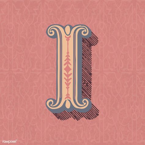 Capital letter I vintage typography style | free image by rawpixel.com / sasi Letter H Design, The Letter I, Typography Alphabet, Hand Lettering Alphabet, 카드 디자인, Font Inspiration, Illuminated Letters, Creative Fonts, Lettering Tutorial