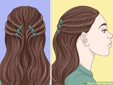 3 Easy Ways to Wear Claw Clips - wikiHow Mini Claw Clips Hairstyles, Ways To Wear Claw Clips, Tiny Claw Clip Hairstyles, Mini Claw Clip Hairstyles, Mini Claw Clips, Claw Clip Hairstyles, Hair Goal, Eye Makeup Techniques, Clip Hairstyles