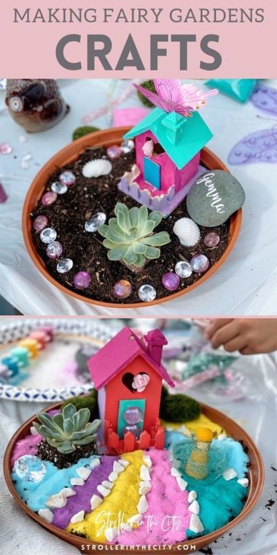 Making Fairy Gardens with Stroller in the City! This is one of my favorite arts and crafts projects to do with my kids. This arts and crafts project is easy and great fun for kids. It really allows for them to be creative and come up with a design themselves. Such a cute way for kids to express themselves. #FunForKids #Crafts #DIY #Garden Diy Room Decor For Girls, Fairy Garden Furniture, Magic Fairy, Fairy House Diy, Fairy Garden Crafts, Fairy Garden Designs, Fairy Crafts, Crafts For Boys, Diy Fairy