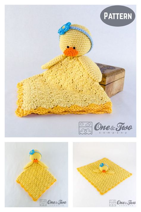 Duck Lovey, Security Blanket Crochet Pattern, Crochet Security Blanket, Lovey Pattern, Crochet Lovey, Crochet Gratis, Lovey Blanket, Yarn Projects, Security Blanket