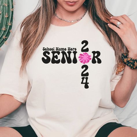 Senior Cheer Shirt Personalized, Custom Class of 2024 Cheer Tee, Gift for Senior Cheer Team Tshirt, Customized School Name Number T-shirt White Varsity T-shirt For School, White Tops For School And Sports Season, White Tops For School Sports Season, White Collegiate T-shirt For College Events, Team Name T-shirt For School Sports Season, White Team Spirit School T-shirt, End Of School Year White T-shirt With Team Name, White Team Spirit T-shirt For School, Customizable White T-shirt For End Of School Year