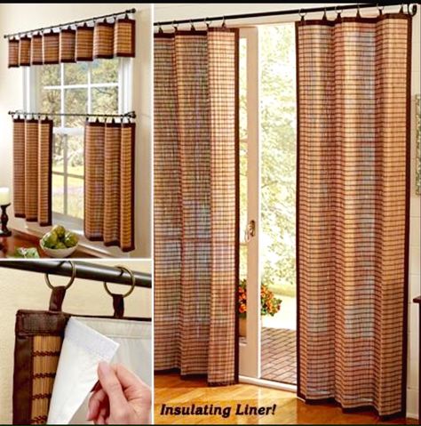 Bamboo Window, Curtains For Windows, Bamboo Panels, Bamboo Curtains, Sliding Closet Doors, Bamboo Shades, Sliding Glass Doors, Custom Drapes, Apartment Balconies