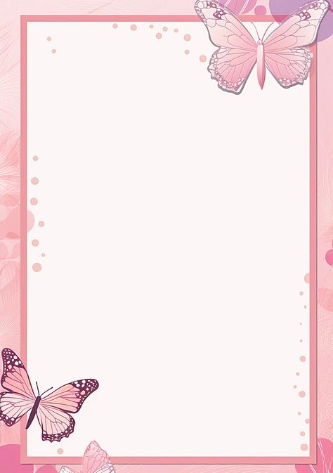 Pink Abstract Illustration Butterfly Page Border Background Background Image For Ppt, Background Images For Poster, Background For Portfolio, Pink Colour Wallpaper, Pink Border Frame, Pink Paper Background, Background For Ppt, Aesthetic Border, Picture Border